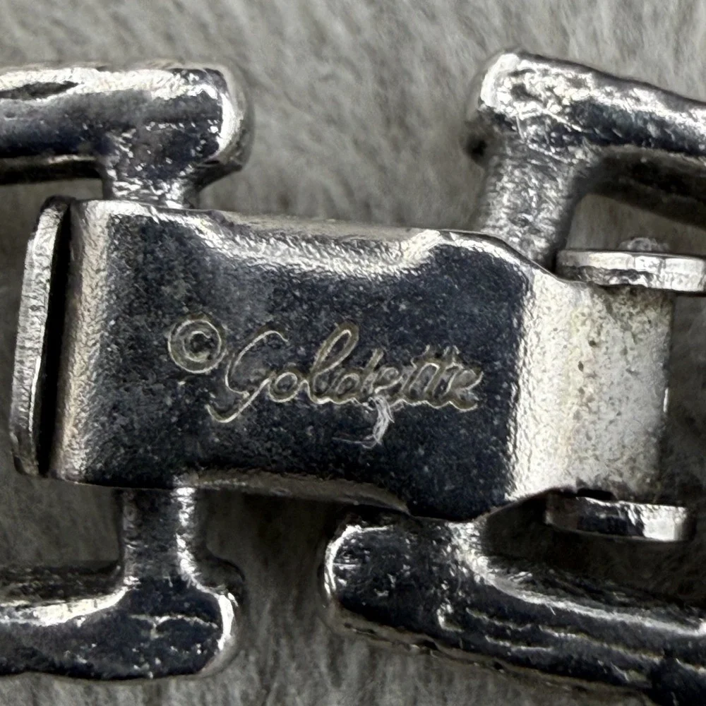 Vintage Goldette Bracelet Silver Tone Mixed Accents Floral Bee 7in